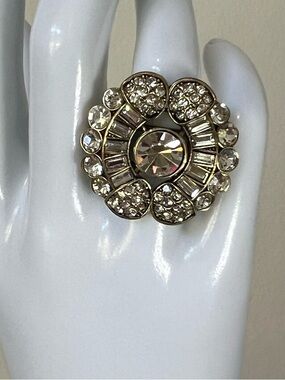 Heidi Daus HUGE 🆕 Clear Crystals Art Deco size 8 ring